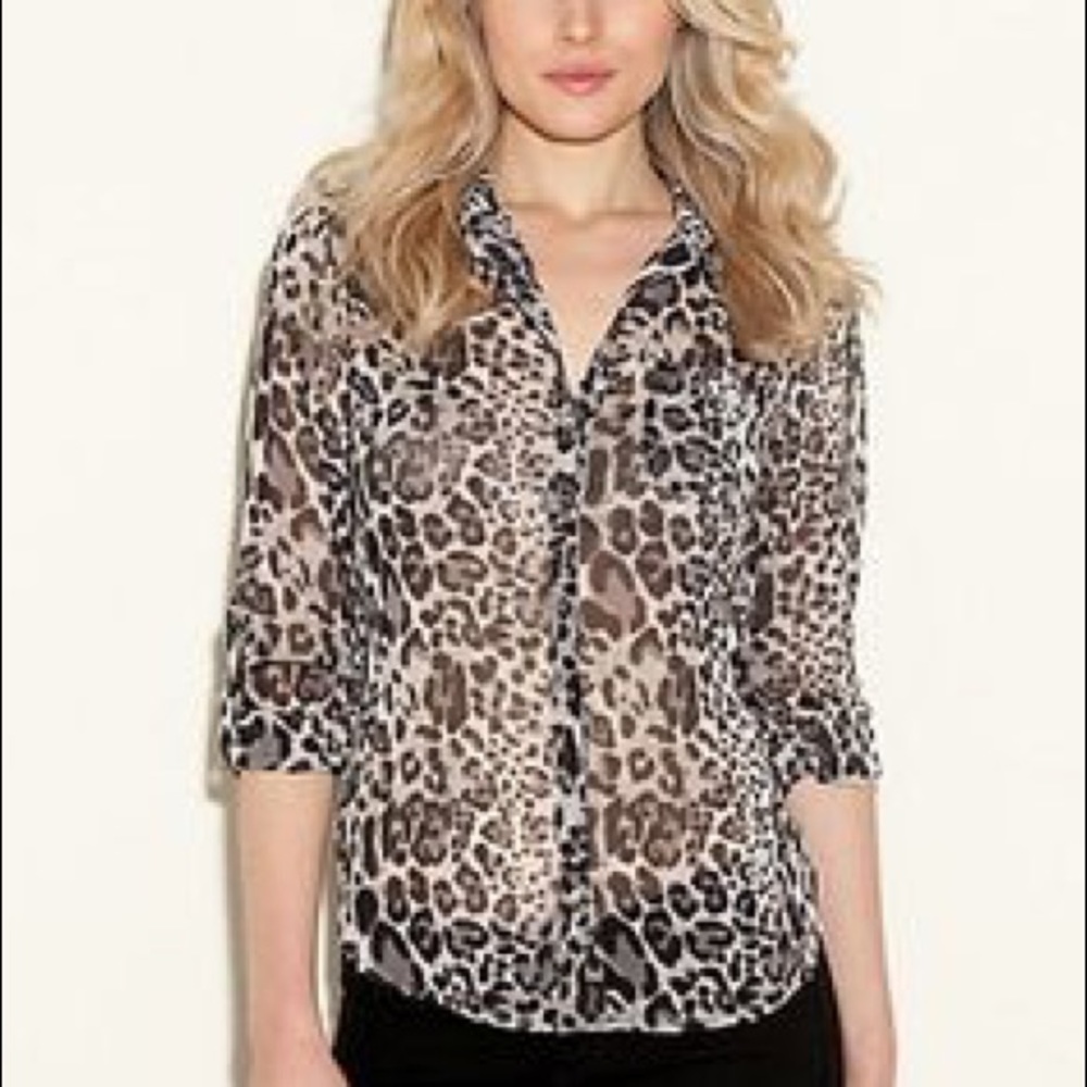 Guess animal print grey, black and white shirt.